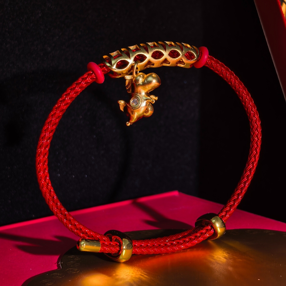 0212 CTM 直播尊享 : 金鑽坊 : 999足金走珠馬上賺錢手繩 