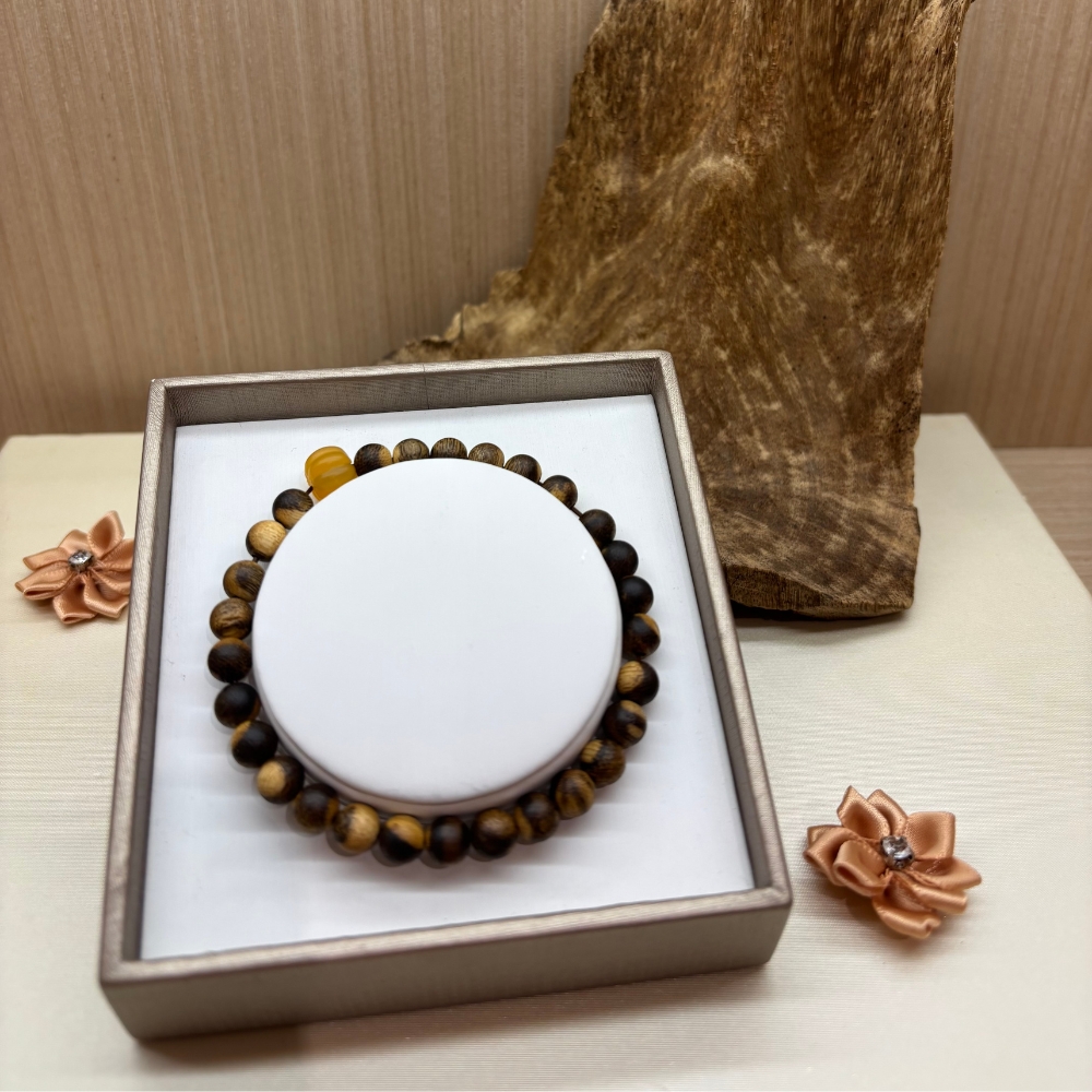 0430 CTM 直播尊享 : 燊明沉香文化會館 種植棋楠圓珠手串+緬玉 (單圈) (6mm 3+克)