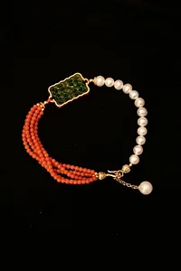 CTM 直播尊享 :  Cloe Jewelry 淡水珍珠南紅碧玉手鏈