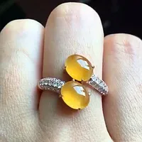  18k金鑽石鑲冰黃翡